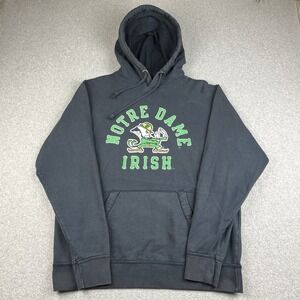 Notre Dame Hoodie Mens Large Fighting Irish Blue Embroidered Thermal Sweatshirt